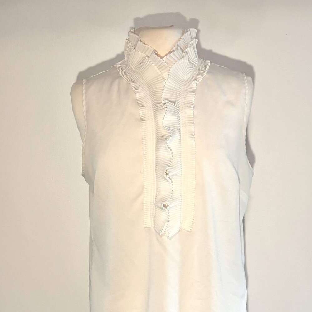 Ruffled Collar NY&Co Satin Sleeveless Top
